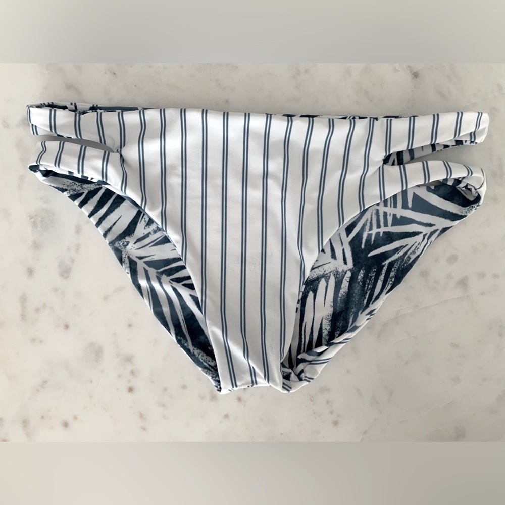 Splendid Women’s Side Cutout Swimsuit Bikini Bottom, Stormy Story Blue, XS - Picture 3 of 6